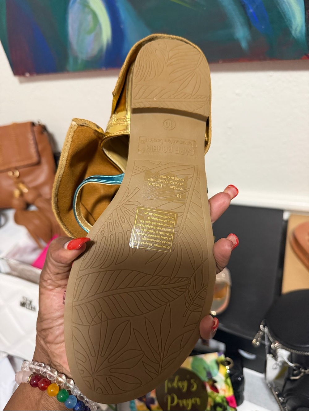 Gold Women's Sandals with Ankle Strap - Elegant Metallic Finish